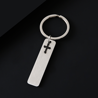 Porte-clés en acier inoxydable Ywyougang vintage, bicolore, avec barre verticale croisée, gravure laser, pour la foi chrétienne, promotionnel