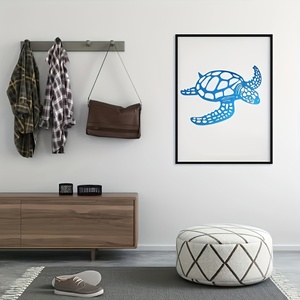 Décoration murale en métal pour la maison et le salon, décoration murale élégante en métal en forme de tortue - Décoration murale de style côtier pour un thème de plage - Product Image 2