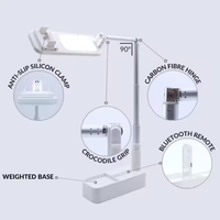 Support de téléphone flexible en métal réglable pour bureau, vente en gros d'usine, support de téléphone pliable rotatif à 360 degrés avec lumière pour diffusion en direct