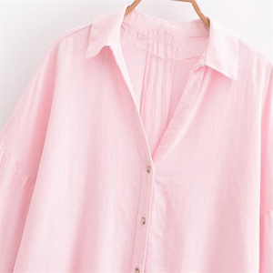 TAOP&ZA Primavera Estate 2025 Nuova Camicetta da <span class=keywords><strong>Donna</strong></span> Casual Vintage Elegante Semplice con Maniche Larghe e Bottoni Tessuta Traspirante 2340939 - Product Image 3