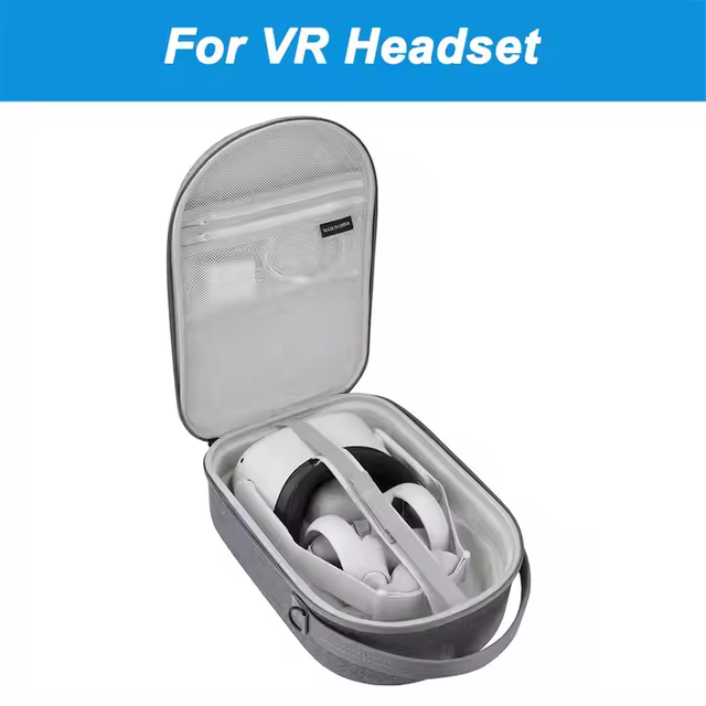 Custom VR Headset Kit Carrying EVA Case Portable Storage Bag with Shaped Foam for VR Glasses