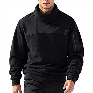 Men's Olive Green Fleece Jacket Pullover Casual Winter Outdoor Wear Breathable Waterproof Windproof Regular Fit Solid Front Logo - Product Image 2