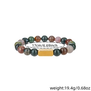 Natural Stone <b>Beaded</b> <b>Bracelet</b> With Gold Plate Bar Simple Design For Women Fashion Jewelry Yiwu Origin - Product Image 4