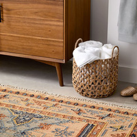 Panier à linge nordique en jacinthe d'eau tressée à la main avec poignées, portable, pour salle de bain de maison d'hôtes, rangement pour salon et maison