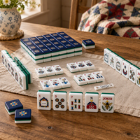 Ensemble de Mahjong Quilt 160 pièces, tuiles en acrylique, thème ferme et grange, style américain avec jokers
