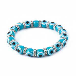 Turquoise Plastic Evil Eye Amulet <b>Bead</b> <b>Bracelet</b> From Turkey - Product Image 2