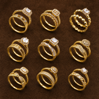 Bijoux XUPING – Ensemble de bagues de fiançailles en zircon plaqué or, formes variées, vente en gros, bijoux multi-styles pour couple, occasions spéciales