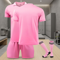Ensemble de tenue de football rose, maillot à manches courtes, short et chaussettes, unisexe, évacuation de l'humidité, toutes saisons, taille adulte