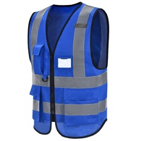 Gilet de travail réfléchissant pour entrepôt avec poches utilitaires, fenêtre pour badge d'identification et fermeture éclair frontale