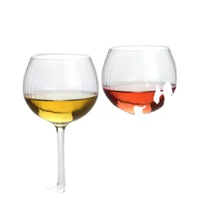 แก้วไวน์พลาสติกอะคริลิคทำด้วยมือขนาด700มล. แก้วไวน์แชมเปญลายทางแนวตั้งสั่งสีได้
