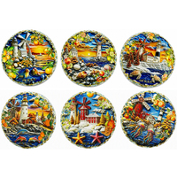 Sous-verre en céramique tortue marine, style océan, souvenir de plage, avec logo personnalisé et impression dorée en relief 3D