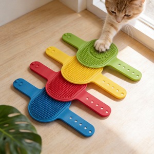 Cat Hair Removal Mitt <b>Silicone</b> Pet Grooming <b>Tool</b> For Cats With Massage Bristles Self Grooming Scratch Pad - Product Image 1