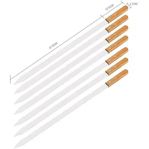 Lange wieder verwendbare 23-Zoll-Grillspieße aus Edelstahl Barbecue-Kebab-Spieße im brasilia nischen Stil mit Holzgriff