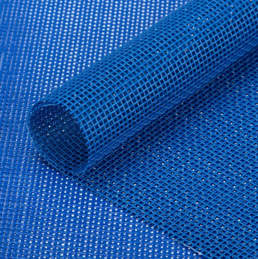 Línea 1x1 Telas de malla tejida de PVC azul y blanco para producir sillas de playa y camas para niños