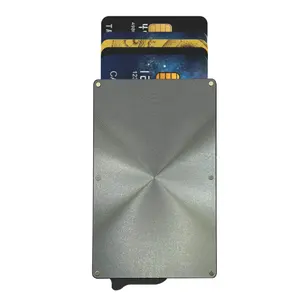 Rfid Blocking Credit Card Holder Wallet Leather Metal Aluminum Business Bank Card Case Mens Wallet Fashion P09048ROB-BON Kaisca