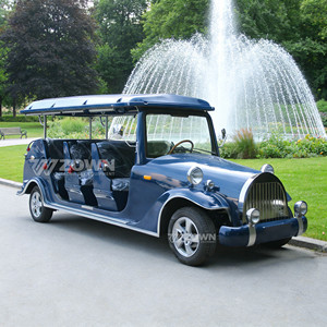 Véhicule électrique de tourisme vintage bleu foncé 8 places avec toit ouvrant pour grands parcs touristiques - Product Image 2