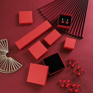 Luxury Red Jewelry Paper Box Ring Earrings Bracelet Pendant Necklace Red Jewelry <b>Set</b> Boxes for Wedding - Product Image 5