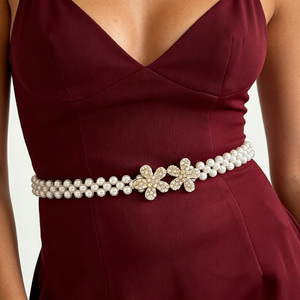 Cinture Elastiche Eleganti con Perle Finte Bianche, Catena in Vita Regolabile, Gioiello per Abiti, Gonne e Jeans da <span class=keywords><strong>Donna</strong></span> e Ragazza - Product Image 5