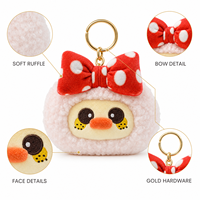 Porte-clés en peluche renne marron mignon, doux et moelleux, breloque de sac avec anneau doré, porte-clés personnalisé, fabricant OEM ODM de cadeaux