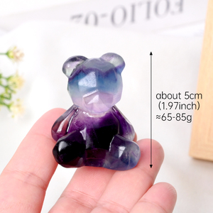 งานฝีมือแกะสลักหินฟลูออไรต์ธรรมชาติรูปหมีสำหรับตกแต่ง - Product Image 5