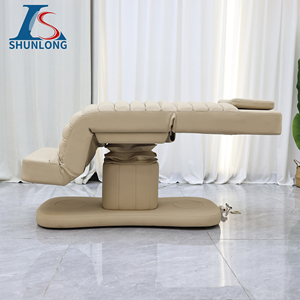 Lettino Massaggio Elettrico a Tre Motori in Pelle Beige Marrone Chiaro, Lettini Lusso per Extension Ciglia per Salone - Product Image 4