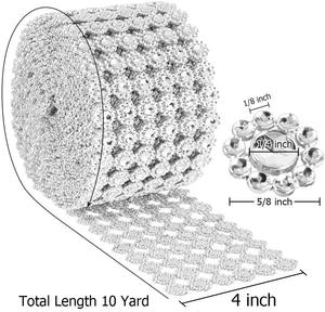 Pita Jala Berlian Imitasi Plastik Bentuk Bunga Perak untuk Dekorasi - Product Image 5