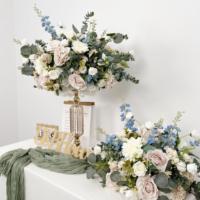 Boule de fleurs d'hortensia vert et blanc, arrangements légers faits à la main en soie, vente en gros d'usine, centres de table pour la remise des diplômes et Thanksgiving