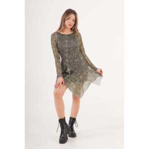 Robe de soirée en tulle kaki à motif asymétrique en gros - Product Image 5