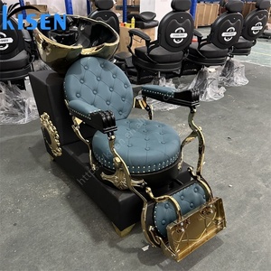 Sillón de Champú Moderno Negro y Dorado KISEN para Salón de Belleza, Muebles para Lavar el Cabello con Lavabo, Sillas en Venta - Product Image 4