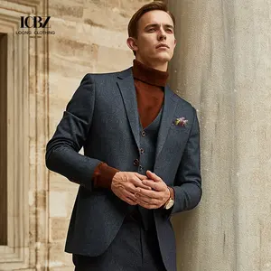 Terno de lã marrom jaqueta masculina retro estilo britânico jaqueta xadrez high-end casual pequeno terno dos homens jaqueta única