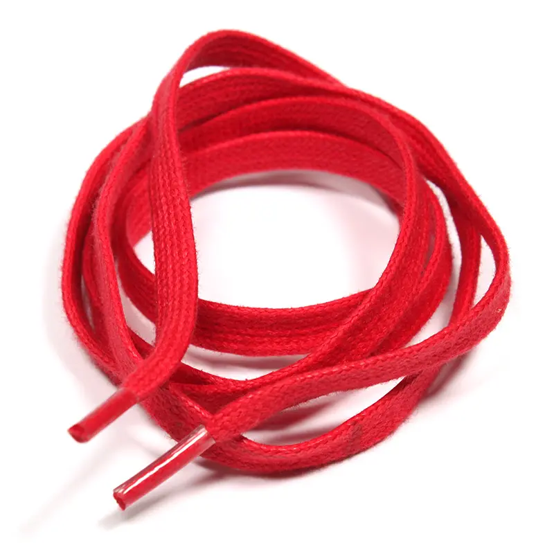 Cheap price custom logo shoe laces design printed thick flat red cotton shoelaces