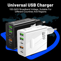 Chargeurs USB 5 ports 65W Type C, adaptateur de charge rapide pour téléphones portables, PD 25W QC 3.0, chargeur mural rapide pour iPhone, tablette, MacBook