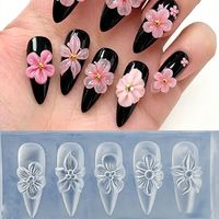 Moule en silicone 3D pour fleurs, 5 styles, pour nail art floral, moule en silicone souple réutilisable, outil de décoration d'ongles