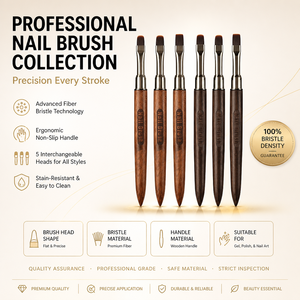 Pinceau à ongles en gel UV avec manche en bois de santal, tête large, poils en nylon doux, application uniforme du gel, outil de manucure pour salon de beauté - Product Image 1