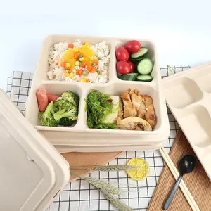 Miễn Phí Mẫu Lấy Đi Container Giấy Hộp Thực Phẩm Một Lần Dùng Một Lần Bento Thực Phẩm Phục Vụ Ăn Trưa Hộp