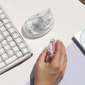 Ratón vertical inalámbrico con gotas Bluetooth 2,4G Diseño transparente ergonómico con retroiluminación LED RGB, recargable, DPI ajustable - Product Image 1