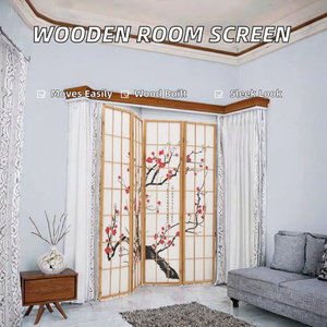 Factory Direct Sales Traditional Foldable Laser Cut Wooden Partition <b>Screen</b> for Study and Bedroom - Product Image 2