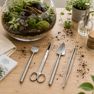 Kit di Manutenzione per Terrari Fai-da-Te, Set di Attrezzi in Acciaio Inox per Piante Succulente e Muschio, Strumenti per Giardinaggio Indoor - Product Image 1