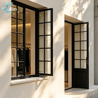 Ventana Francesa Clásica de Aluminio con Vidrio Laminado para Diseño Exterior de Villas de Lujo