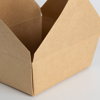 Boîte alimentaire personnalisée en gros, emballage écologique en papier kraft épaissi avec couvercle, revêtement 18PE, pour plats à emporter, jetable