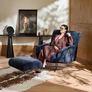 Fauteuil Pétale de Luxe Nordique en Chenille, Fauteuil Pivotant pour Salon, Canapé Simple avec Structure de Cadre - Product Image 1