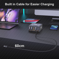 Estación de Carga 7 en 1 de 550W con Cable USB C Retráctil de 100W, Cargador Rápido GaN para MacBook Pro, iPhone 17, Samsung, Laptop y Tablet