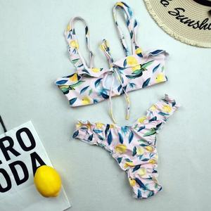Trajes de Baño OEM/ODM al por Mayor, Bikini de Dos Piezas con Tirantes Cruzados, Push-Up, Fruncido, con Aros, de Secado Rápido, de Lujo, para Mujer - Product Image 6