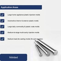 Pasador Expulsor Nitrurado 38CrMoAl HRC33-37 Estándar HASCO con Hombro, Diámetro 12~13.9 mm para Molde de Botella, Molde de Plástico, OEM