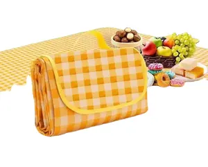 Extra Large Picnic Outdoor Blanket Waterproof Foldable Blankets Gingham Picnic Mat for Beach Camping Grass Lawn Park