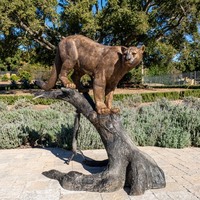 Estatuas de Animales Personalizadas, Escultura de Leopardo de Bronce de Tamaño Real en el Árbol para Decoración de Jardín Exterior