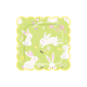 DAMAI Nouveau set d'assiettes en papier jetables à thème vert et jaune, motif lapin et œuf de Pâques, idéal pour le festival de Pâques - Product Image 3