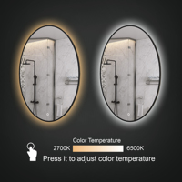 Miroir de salle de bain ovale rétro-éclairé moderne à Led, écran tactile à une touche de sorcière, miroir à Led intelligent pour salle de bain