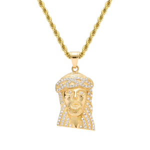 Colar de Pingente de Compromisso com Design de Rosto em Corrente de Corda de Aço Inoxidável Banho de Ouro YUANYU Hip Hop <span class=keywords><strong>Rock</strong></span> Man Bling Bling - Product Image 1