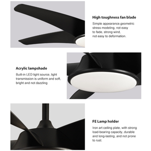 Nuevo Producto, Ventilador de Techo LED con Control Remoto Decorativo de 5 Aspas, 52 Pulgadas, ABS, Negro, Blanco, Marrón, F50091 - Product Image 2